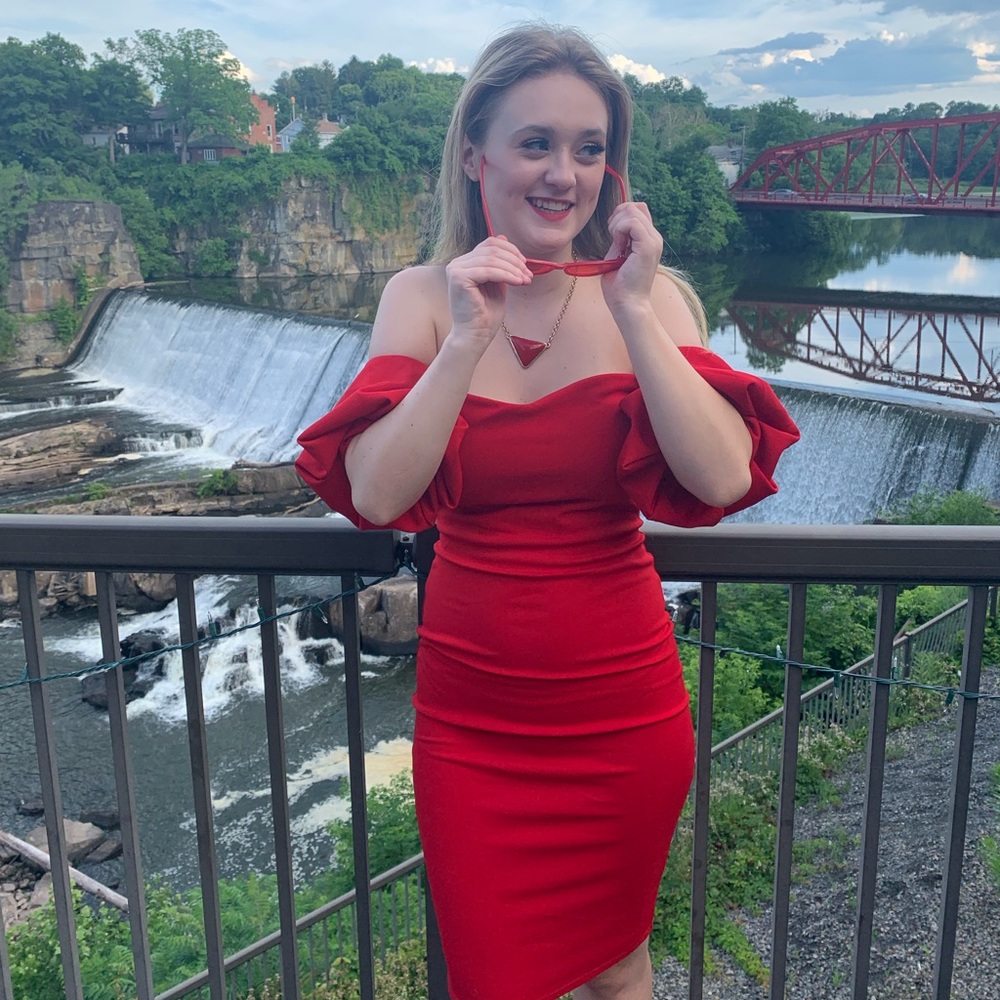 red fashion nova party dress